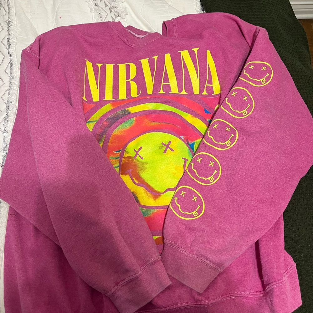 NIRVANA Vibrant Pink Smiley Women's Sweater